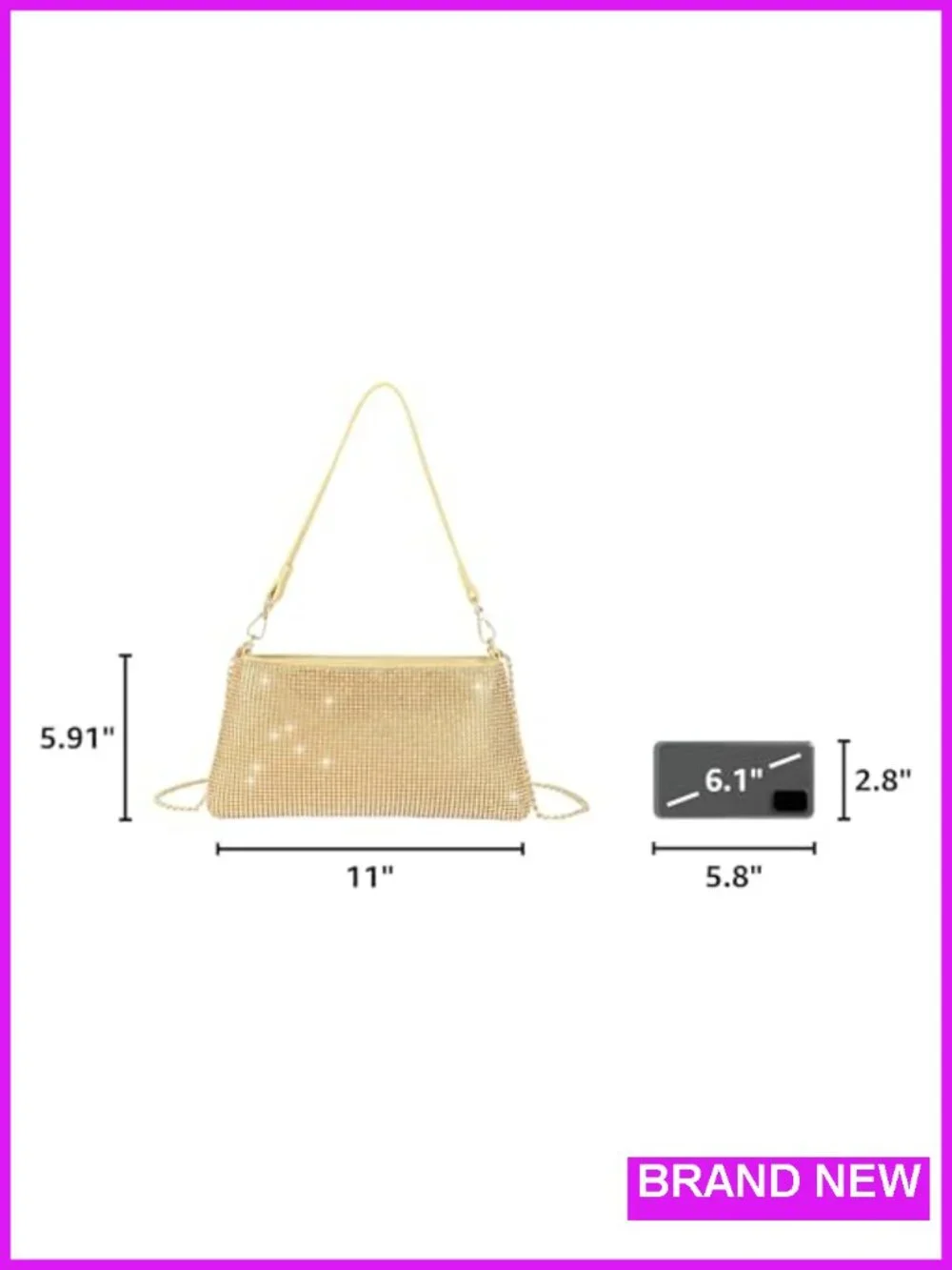 Rhinestone Evening Clutch Purse Glitter Sparkly Prom Wedding Party Women's Bag